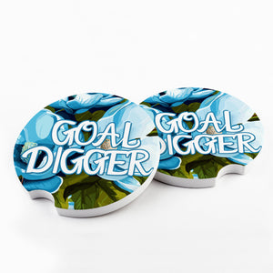 Goal Digger Flowery Language Car Coasters