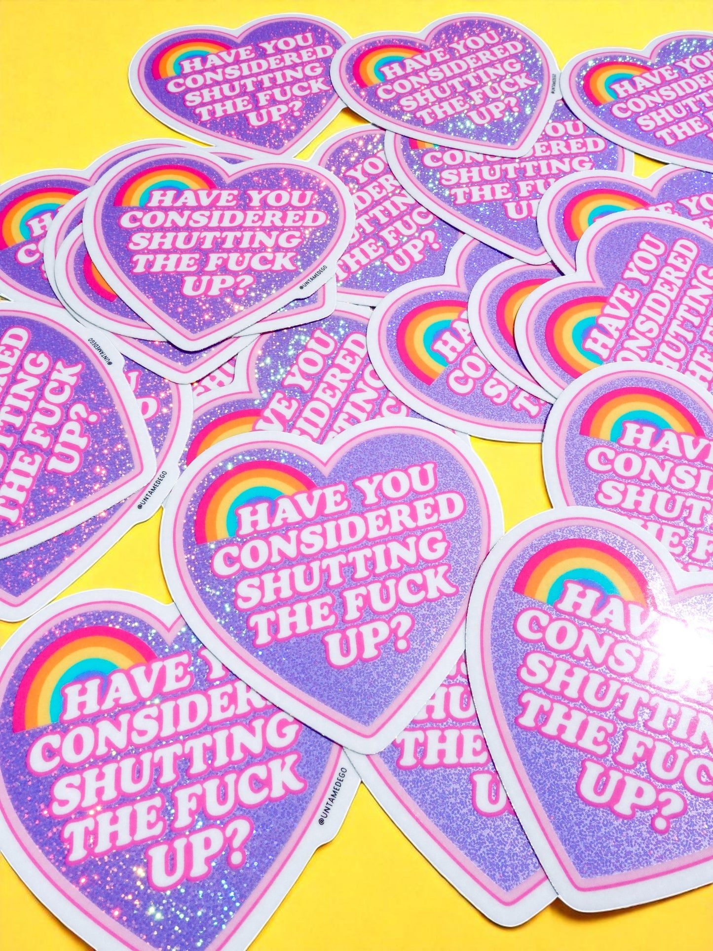 Have You Considered – Funny Heart Rainbow Glitter Vinyl Sticker