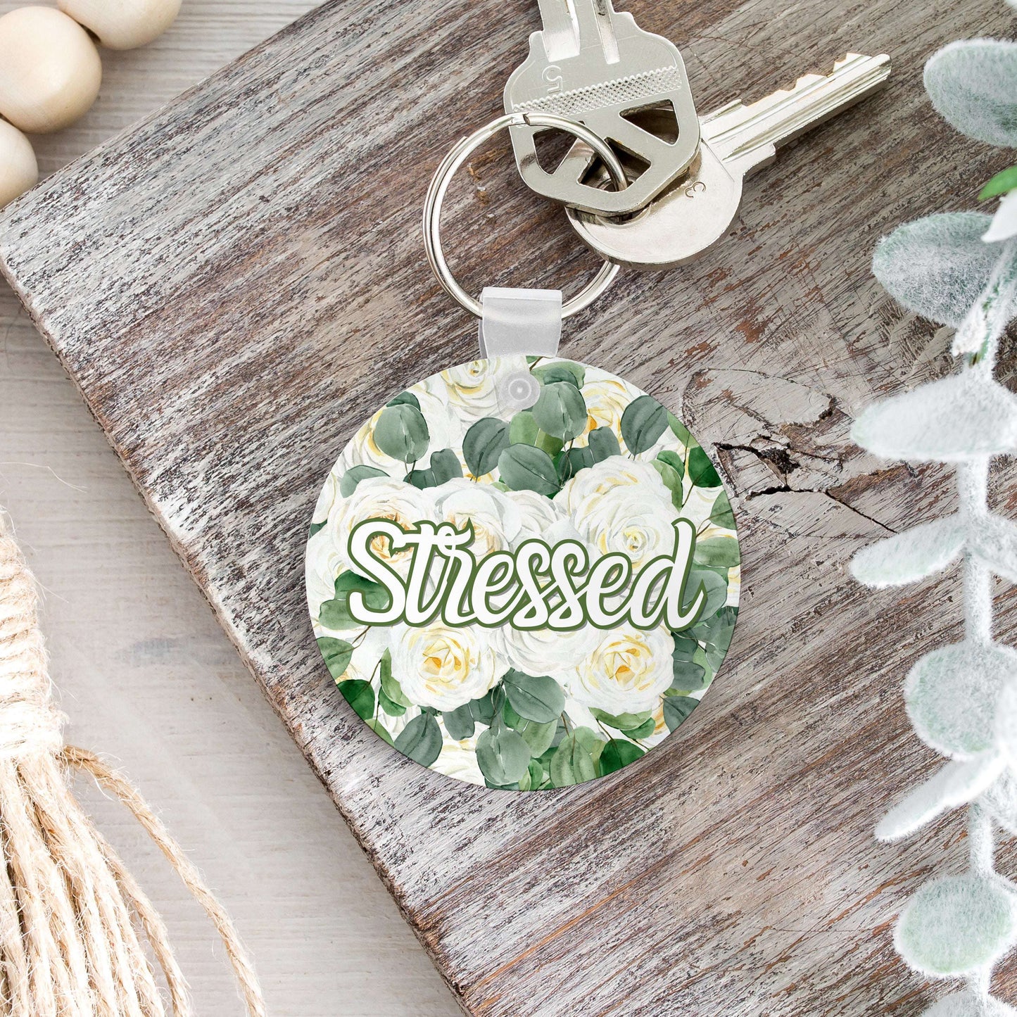 Stressed Flowery Language Keychain
