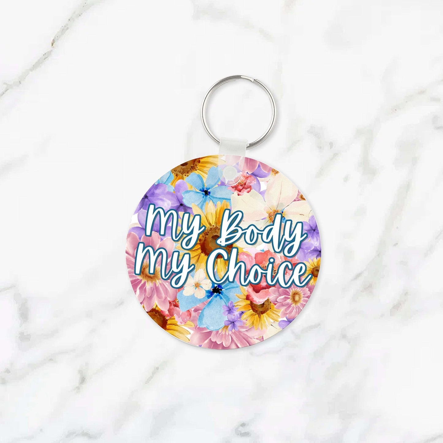 My Body My Choice Flowery Language Keychain
