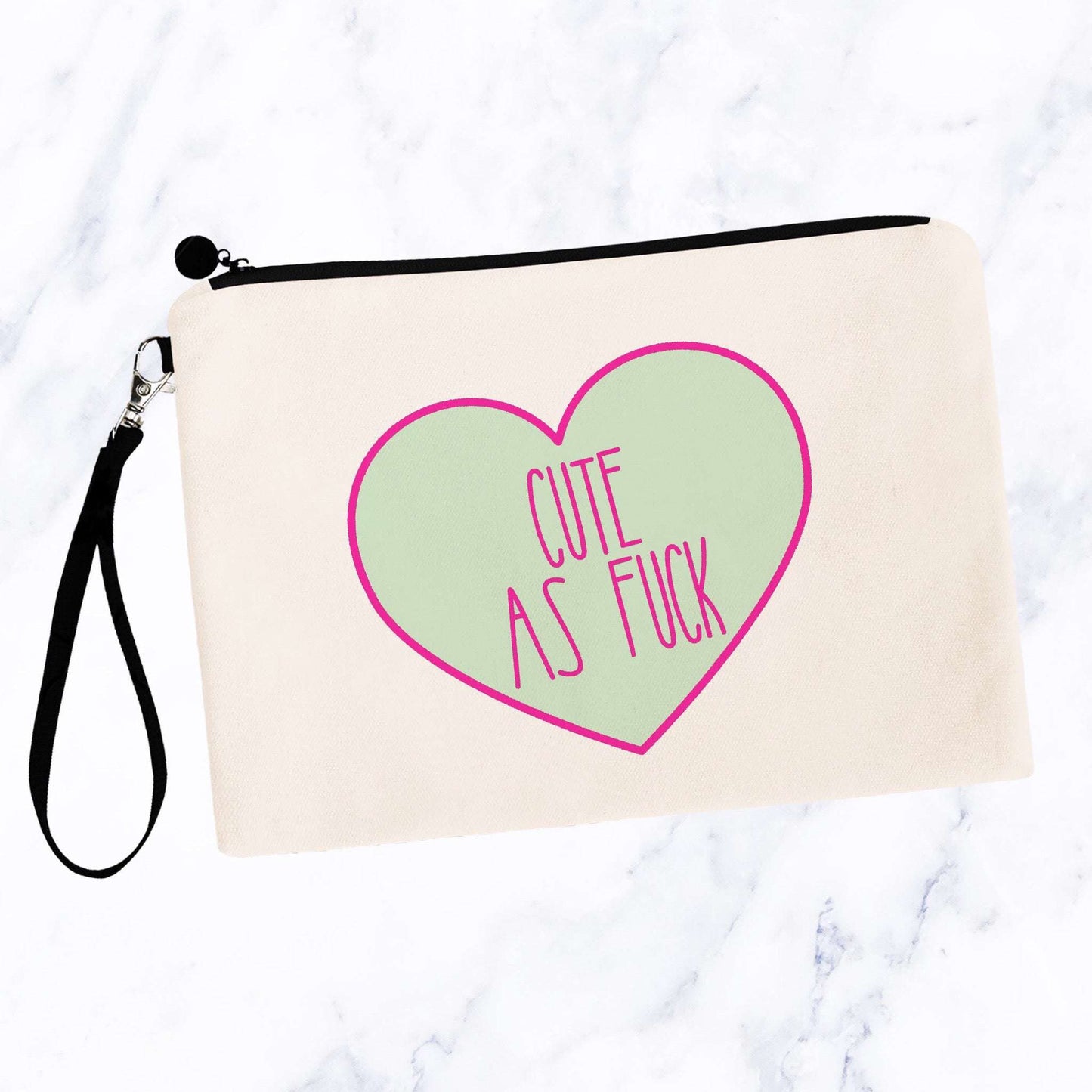 Cute as Fuck Candy Heart Cosmetic Bag