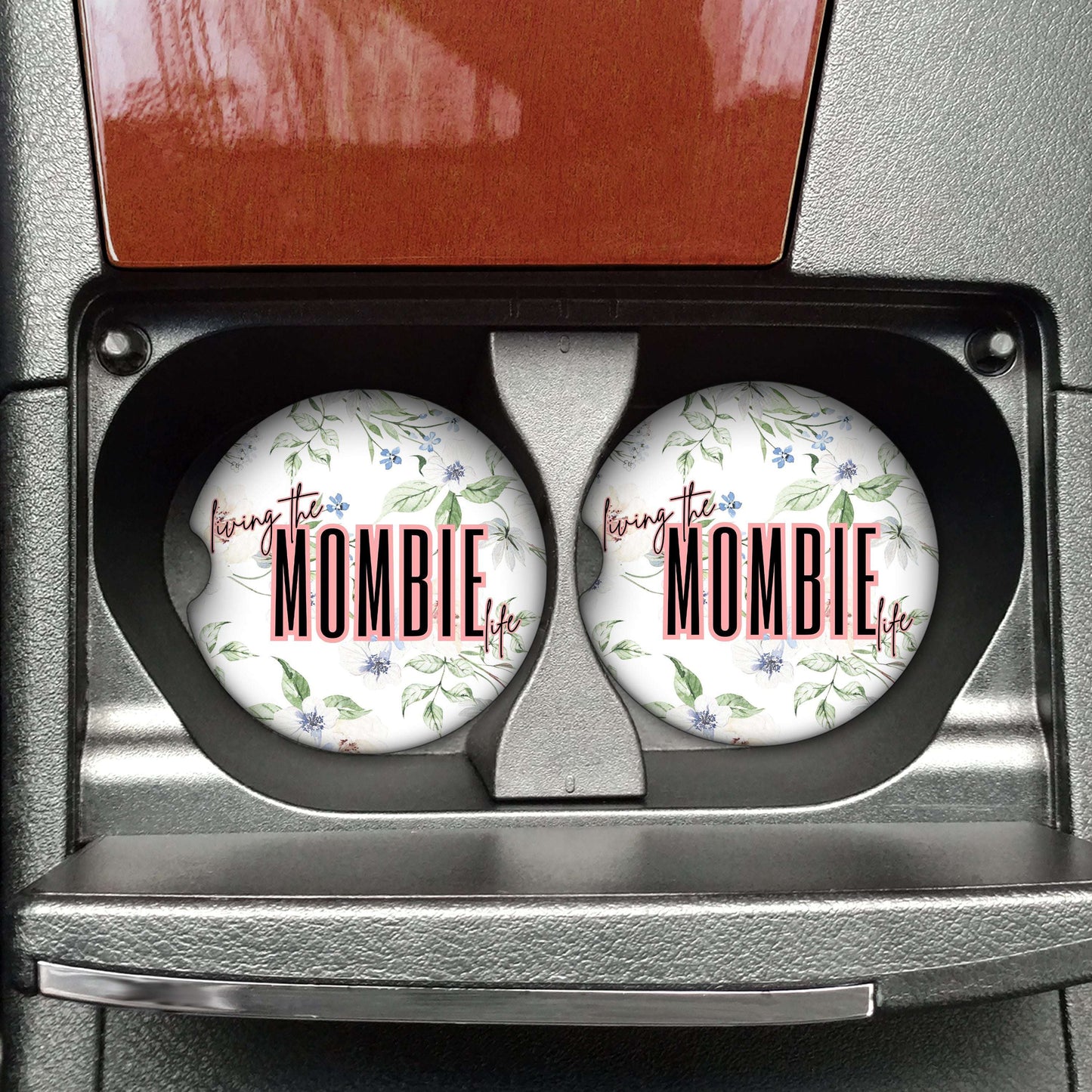 Living the Mombie Life Car Coaster (Set of 2)