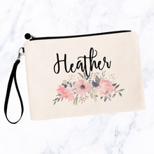 Load image into Gallery viewer, Soft Pink Floral Custom Makeup Bag