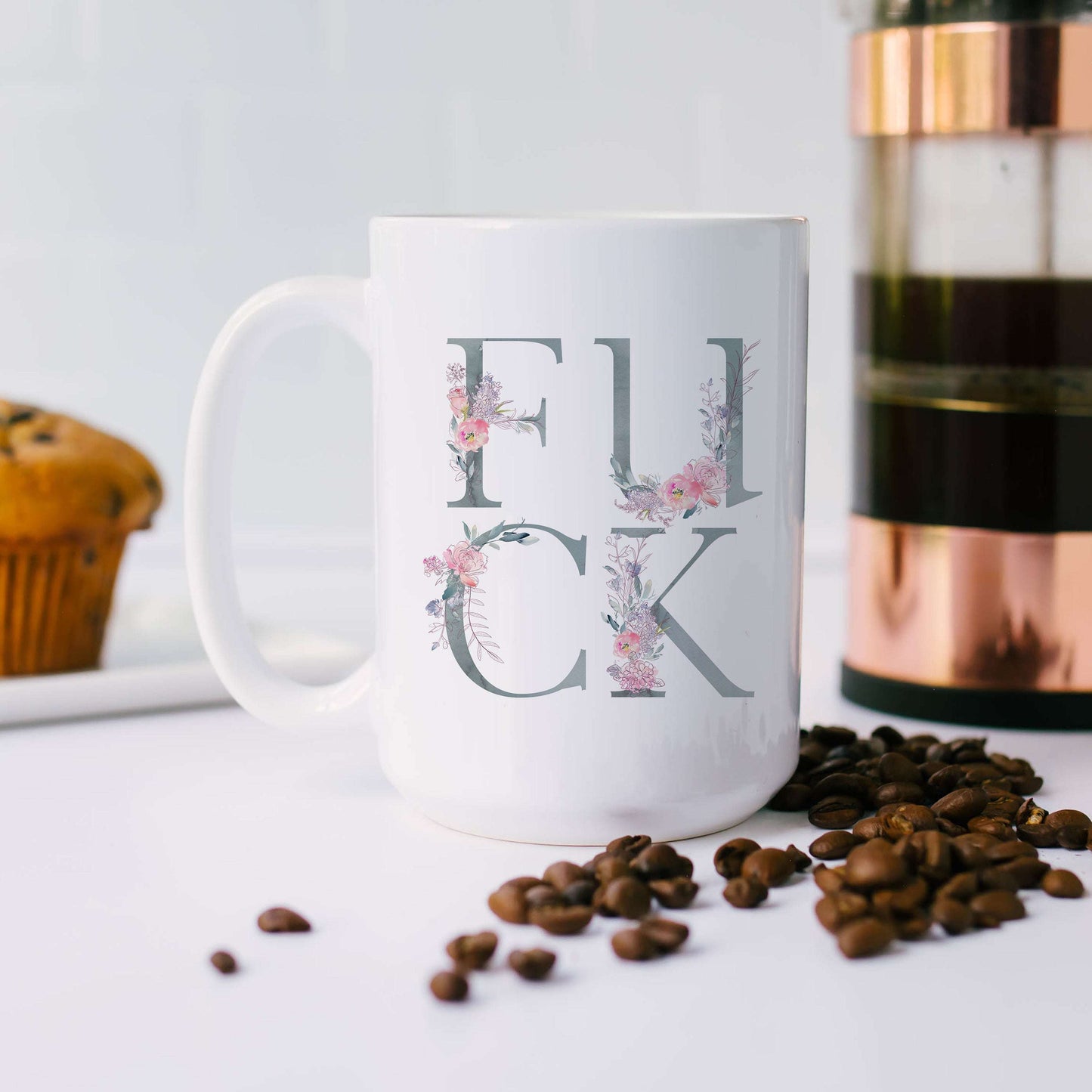 Fuck Floral Light Blue Mug