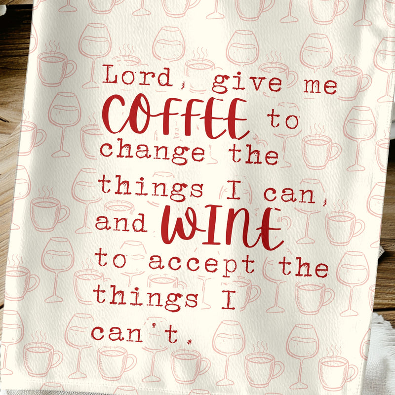 Coffee and Wine Serenity Prayer Towel