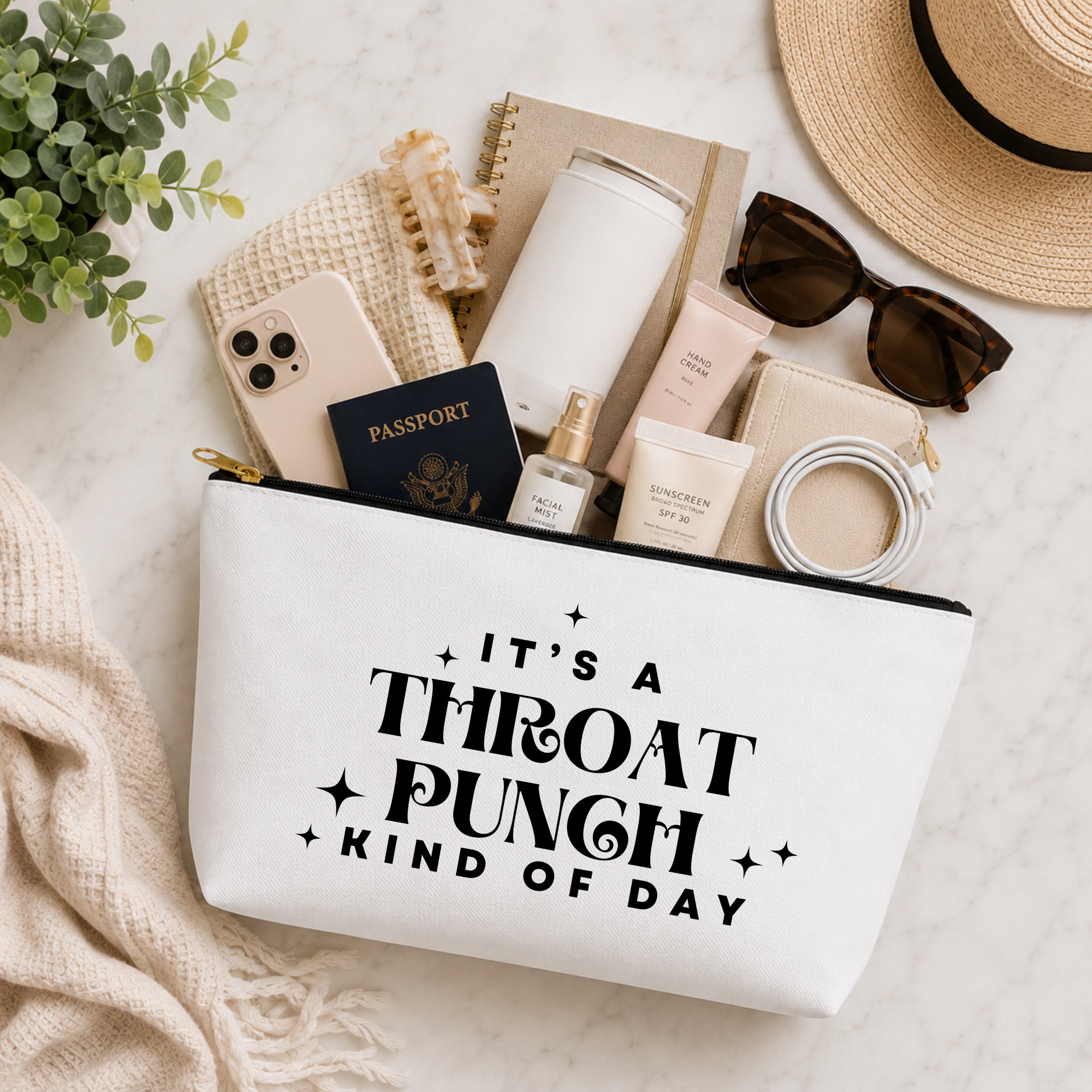 It's A Throat Punch Kind Of Day Cosmetic Bag