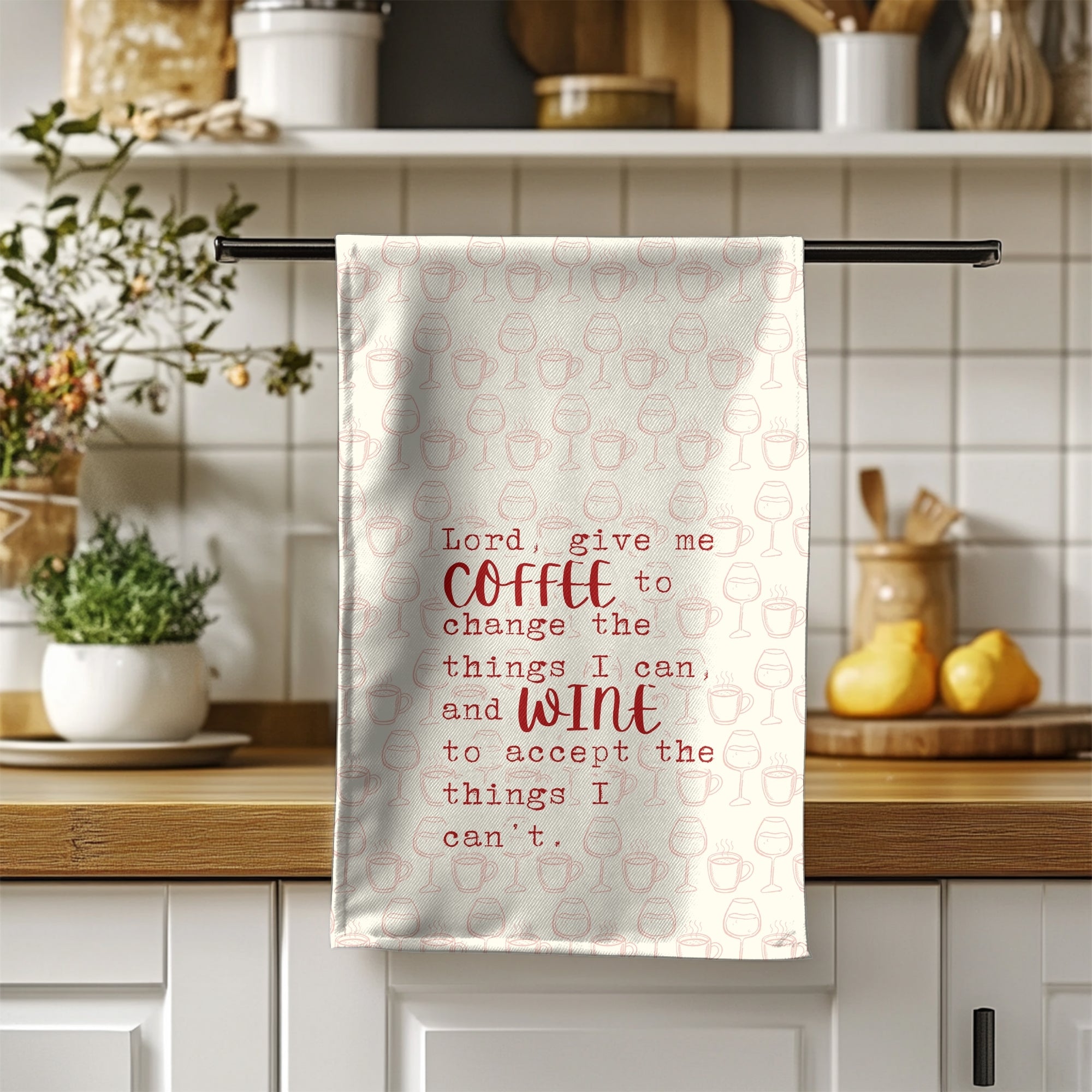 Coffee and Wine Serenity Prayer Towel