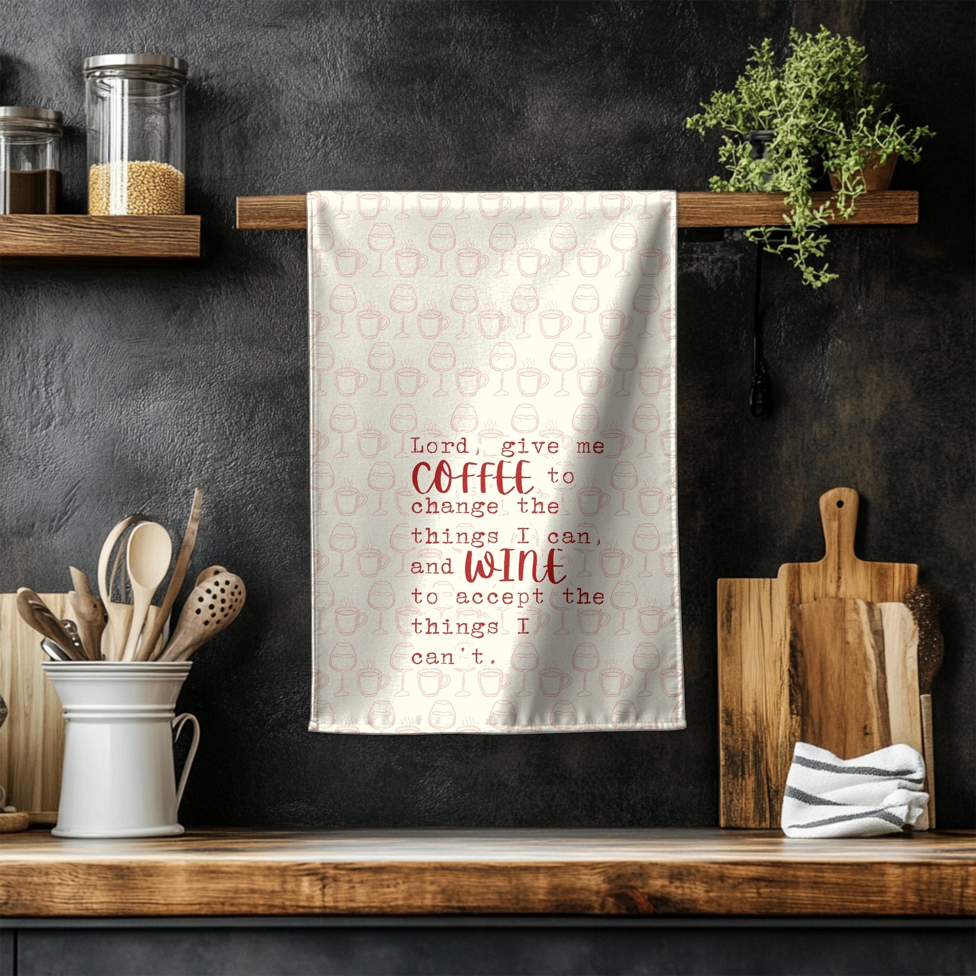 Coffee and Wine Serenity Prayer Towel