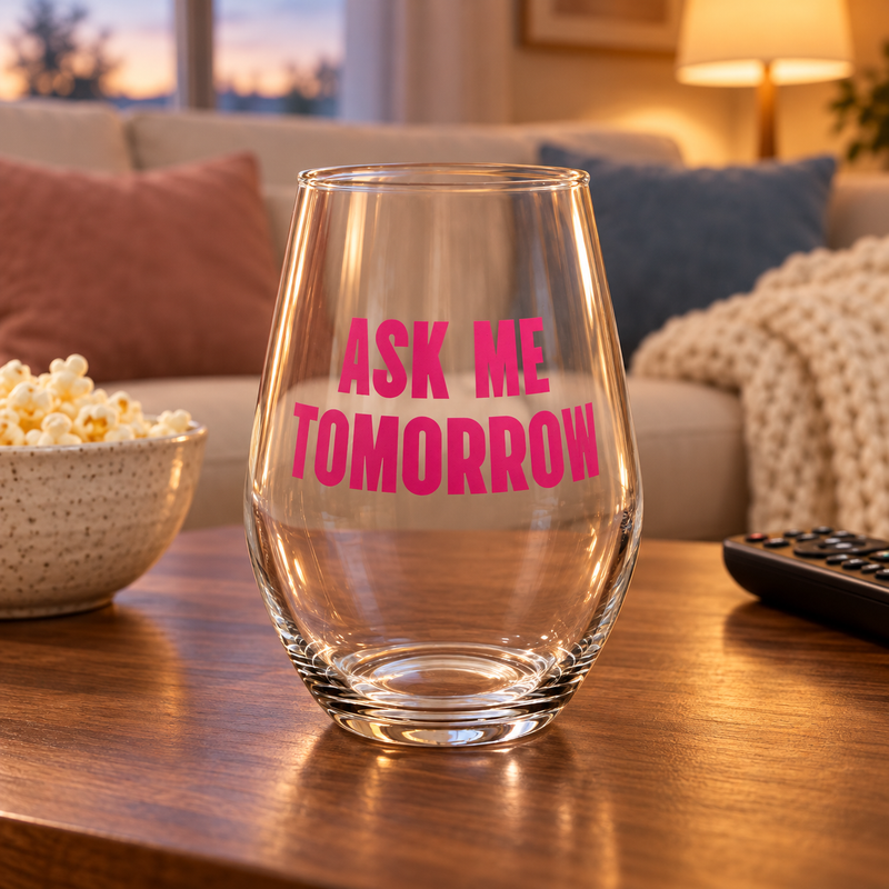 Ask Me Tomorrow Wine Glass