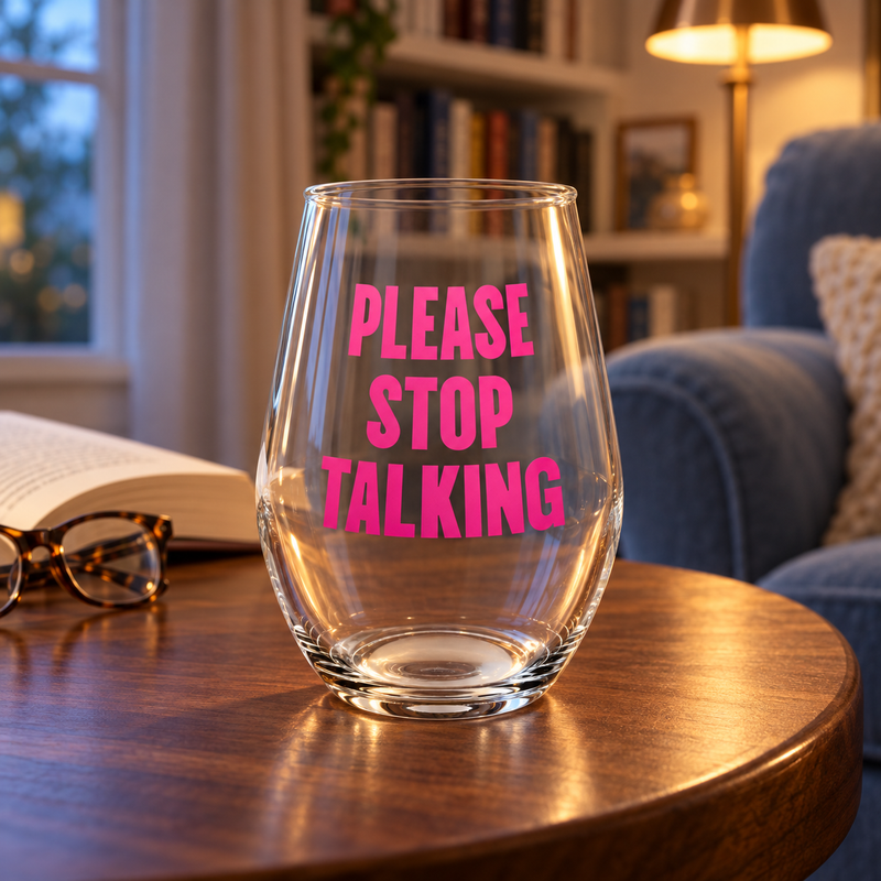 Please Stop Talking Wine Glass
