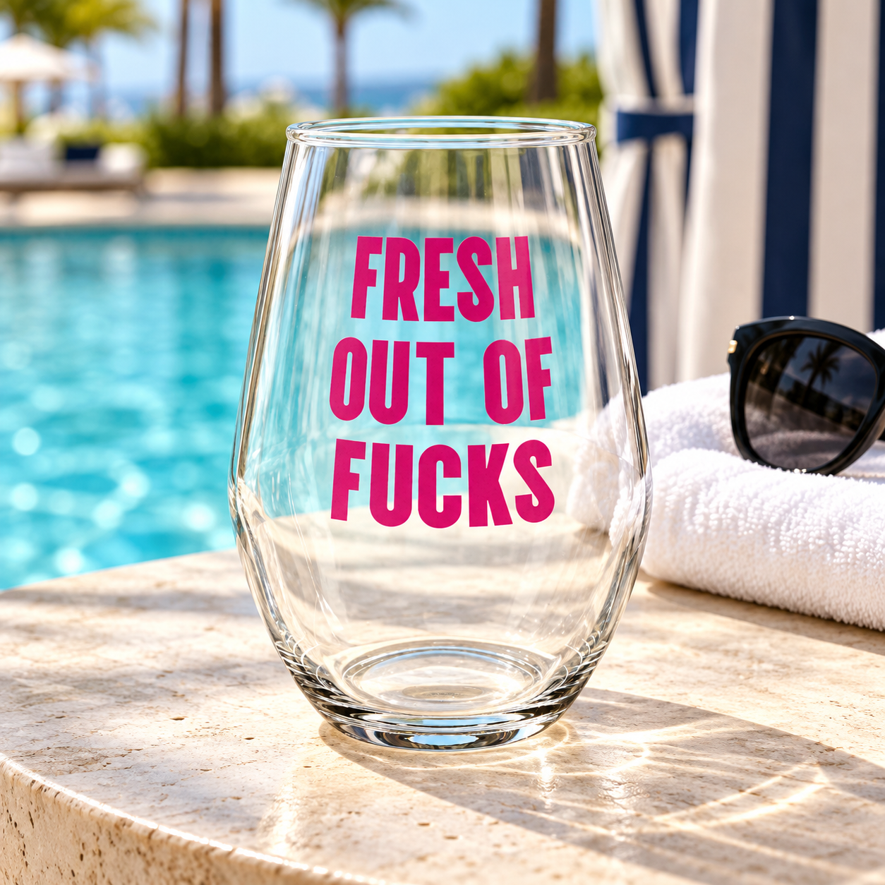 Fresh Out of Fucks Wine Glass