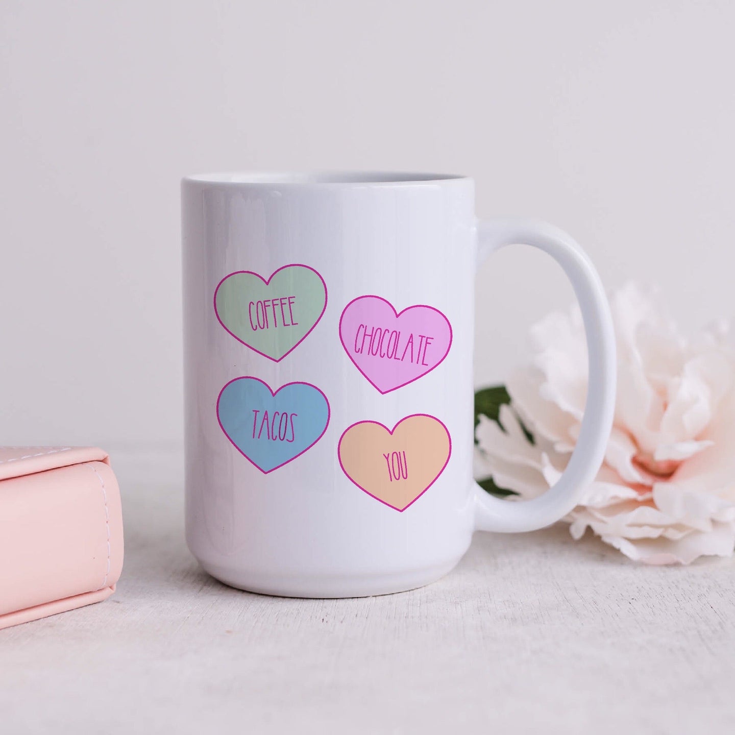 Coffee Chocolate Tacos You Candy Heart Mug RTS