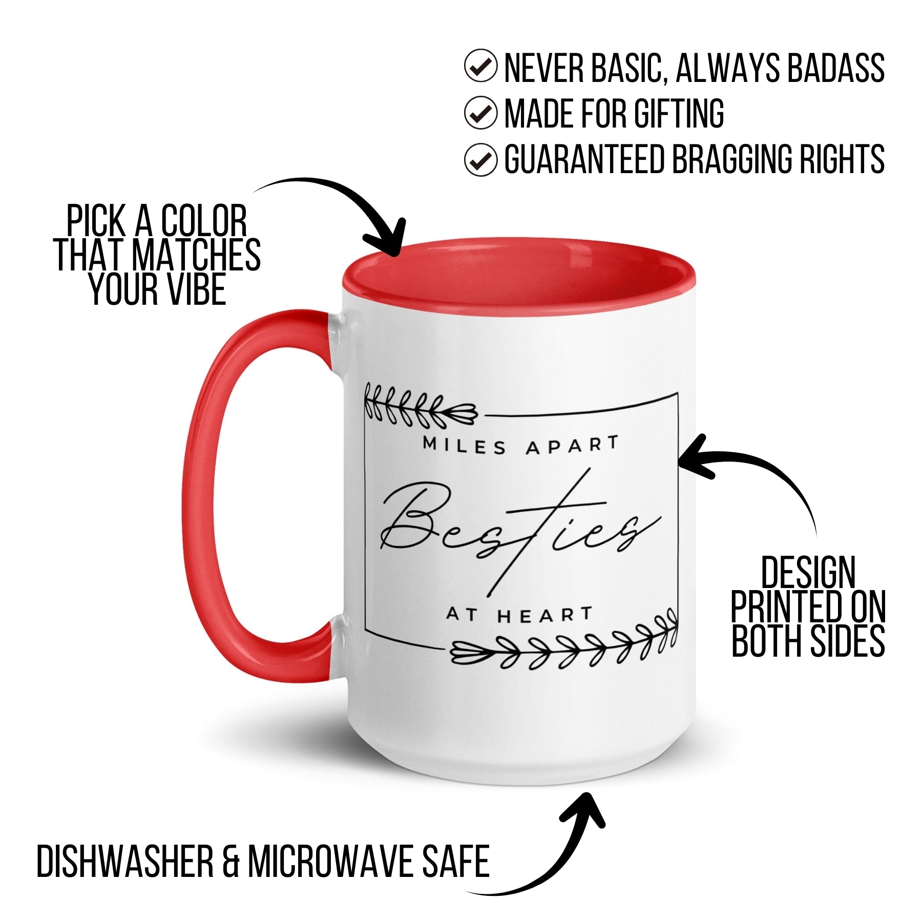 Miles Apart But Besties at Heart Mug