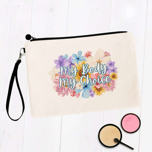 My Body My Choice Flowery Language Makeup Bag