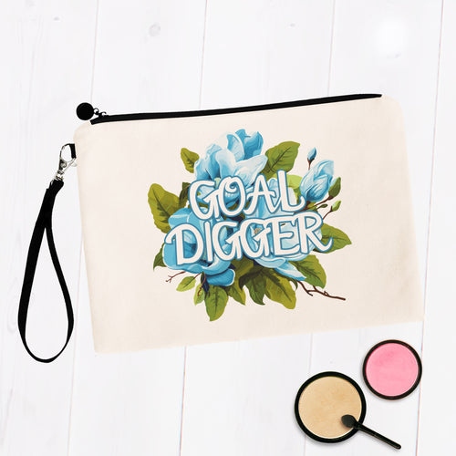 Goal Digger Flowery Language Makeup Bag