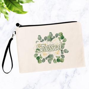 Stressed Flowery Language Makeup Bag