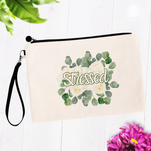 Stressed Flowery Language Makeup Bag