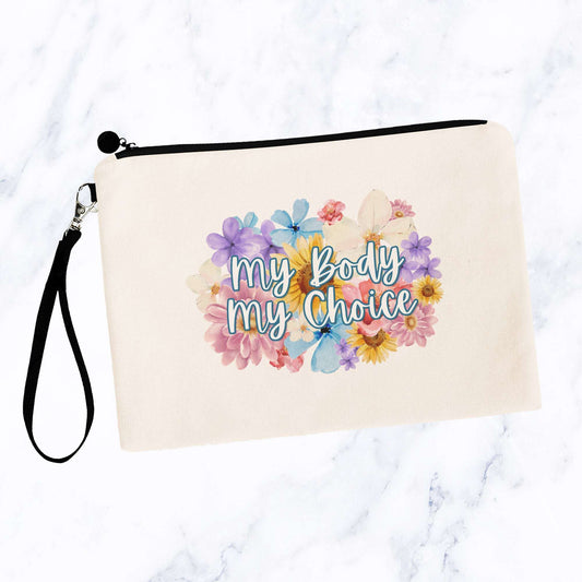 My Body My Choice Flowery Language Makeup Bag