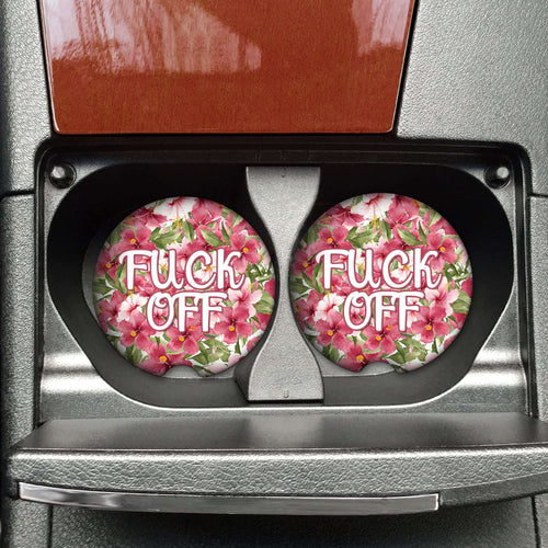 Fuck Off Flowery Language Car Coasters