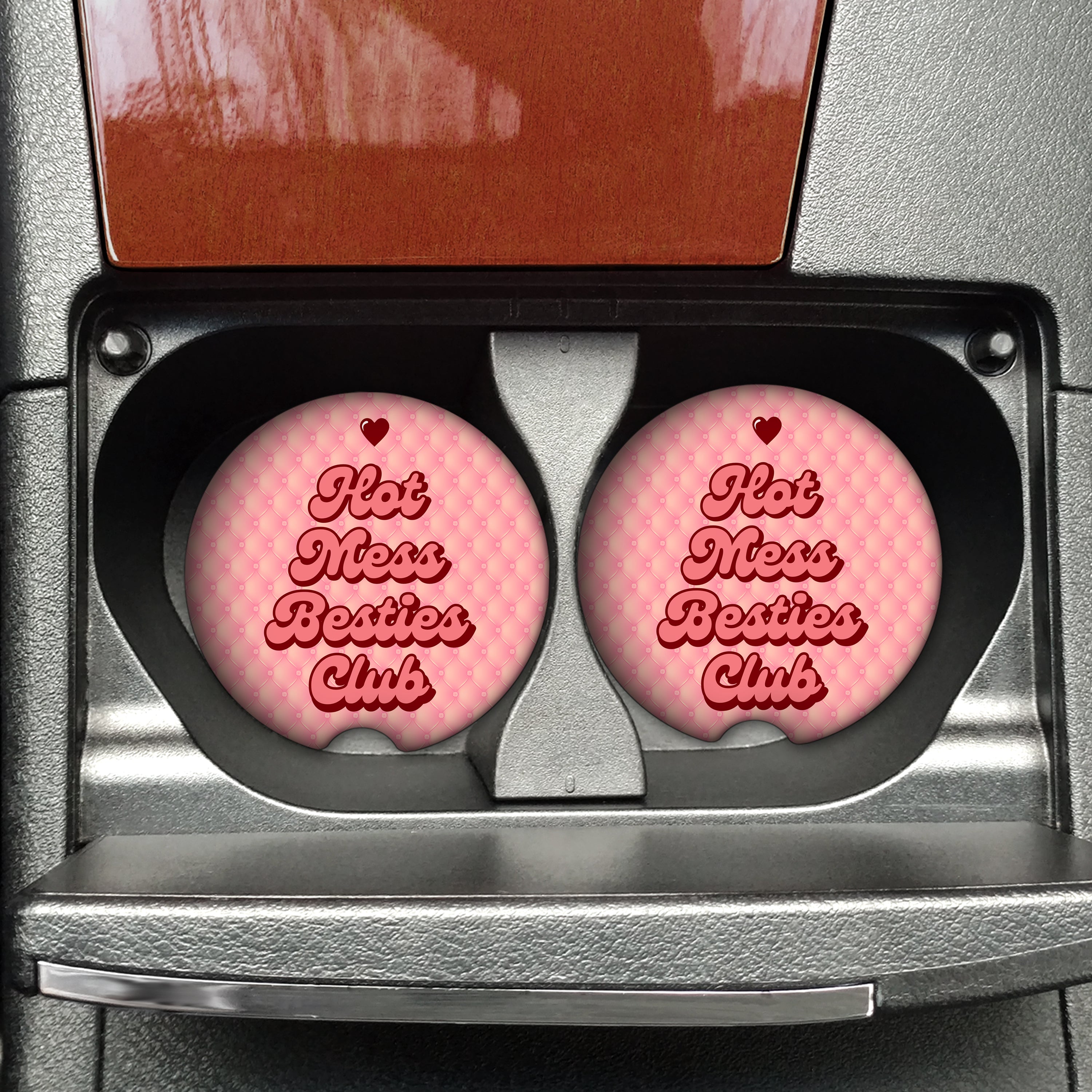 Hot Mess Besties Club Car Coaster