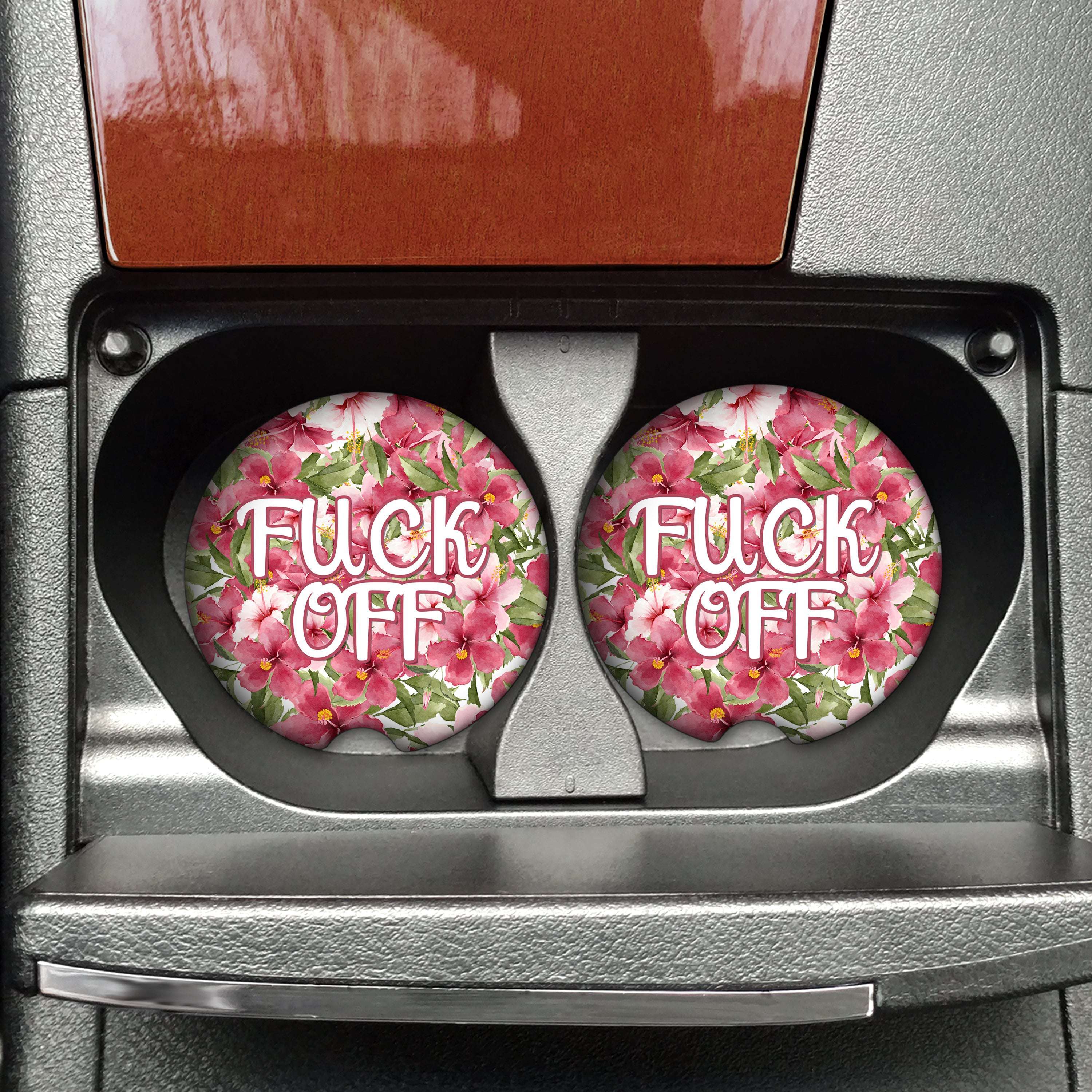 Fuck Off Flowery Language Car Coasters