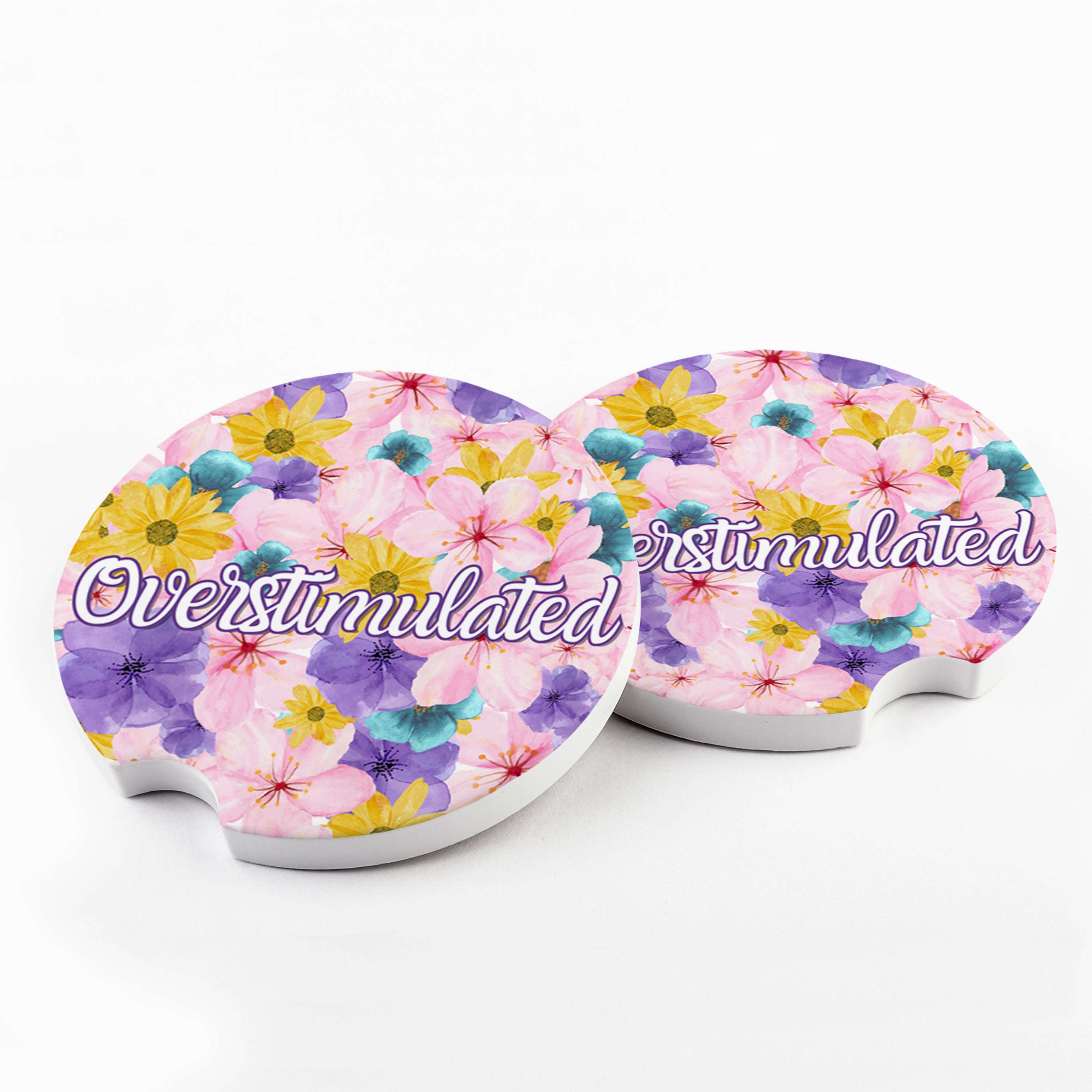 Overstimulated Flowery Language Car Coasters