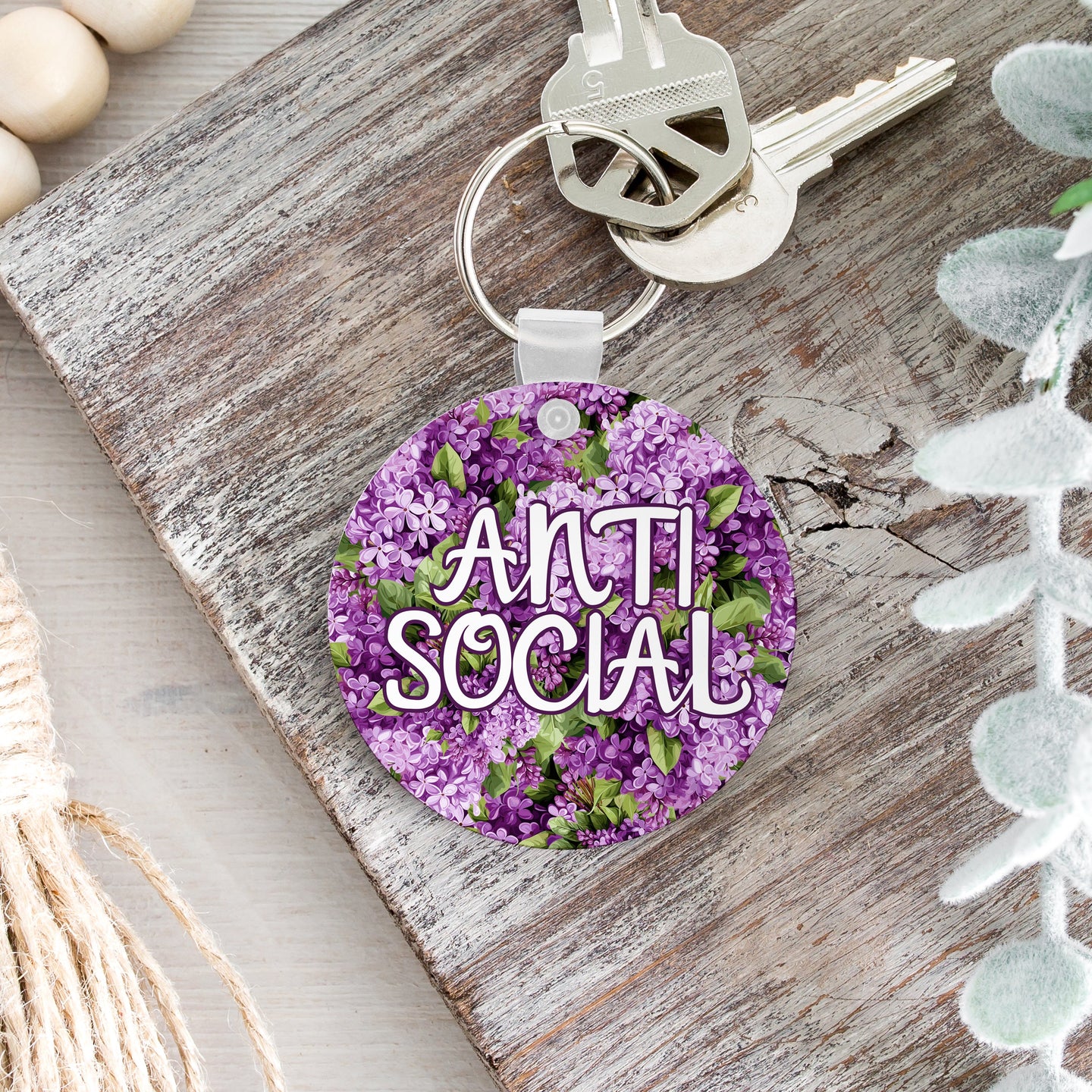 Anti Social Flowery Language Keychain