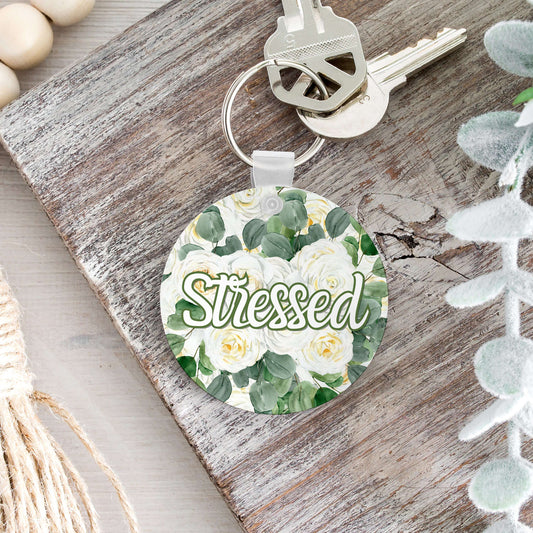Stressed Flowery Language Keychain