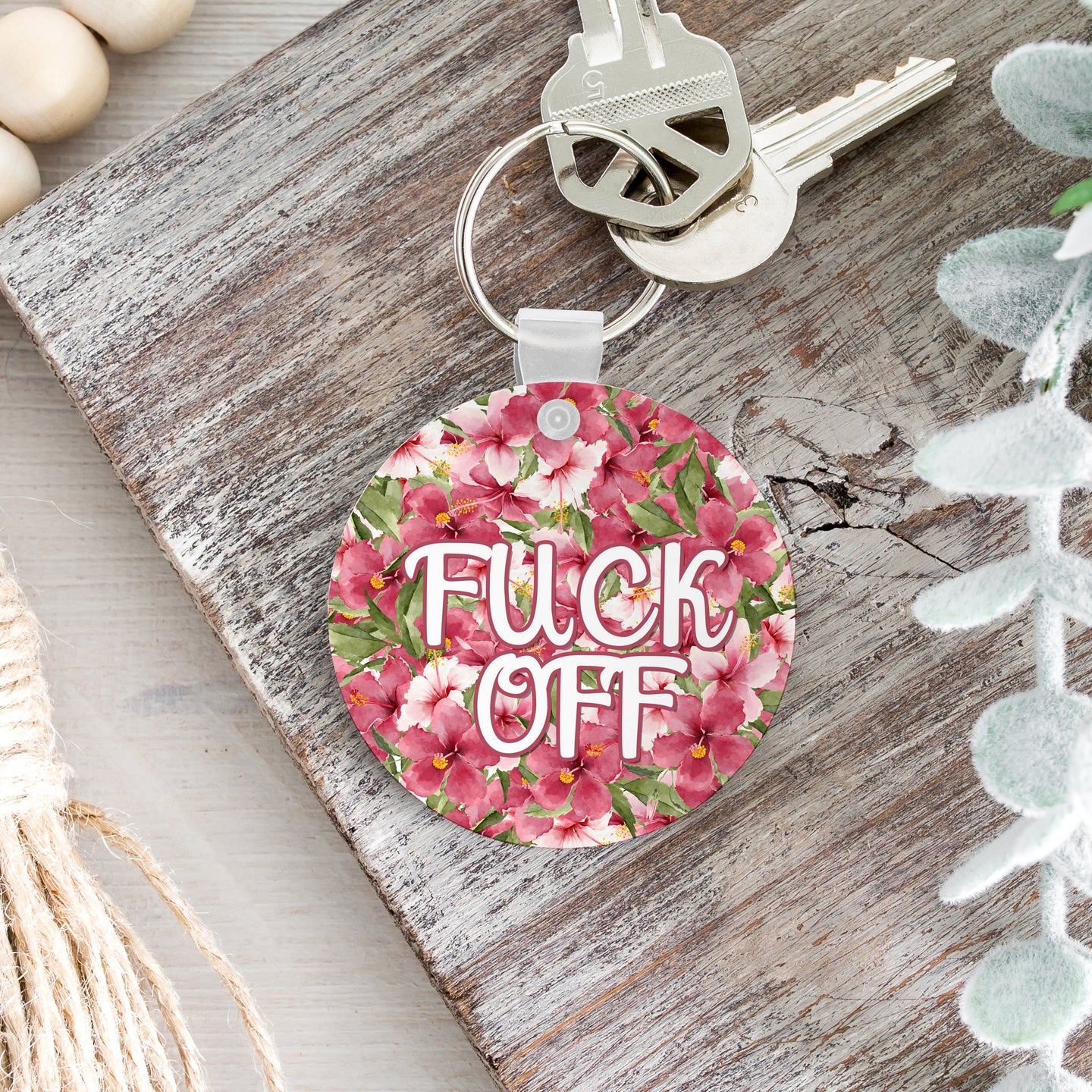 Fuck Off Flowery Language Keychain