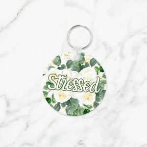 Stressed Flowery Language Keychain