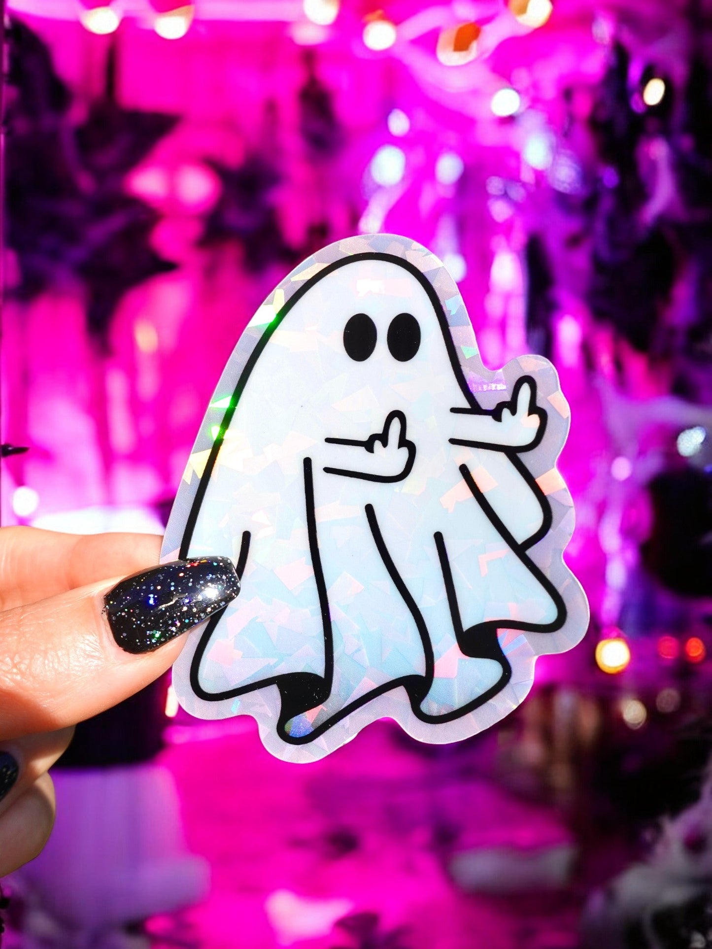 Middle Finger Ghostie Halloween Sticker