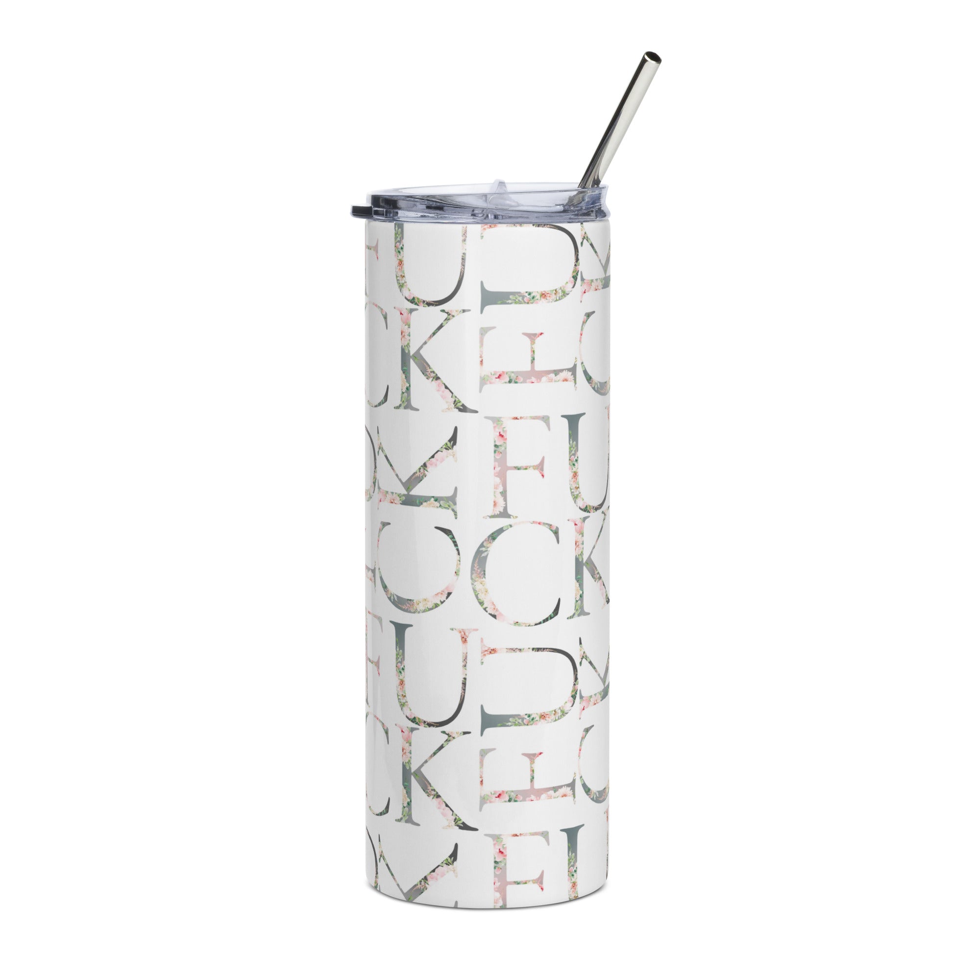 Fuck Floral Pink Grey Tumbler