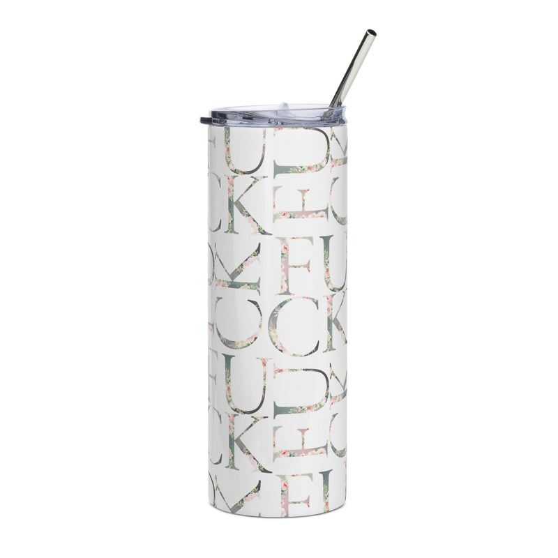 Fuck Floral Pink Grey Tumbler