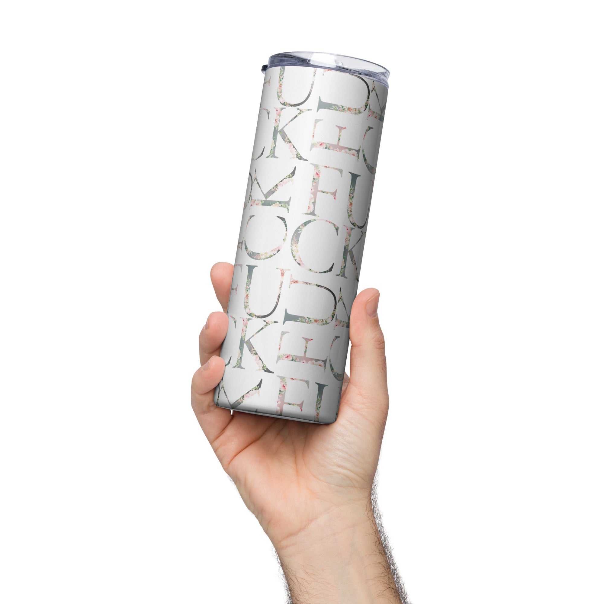Fuck Floral Pink Grey Tumbler