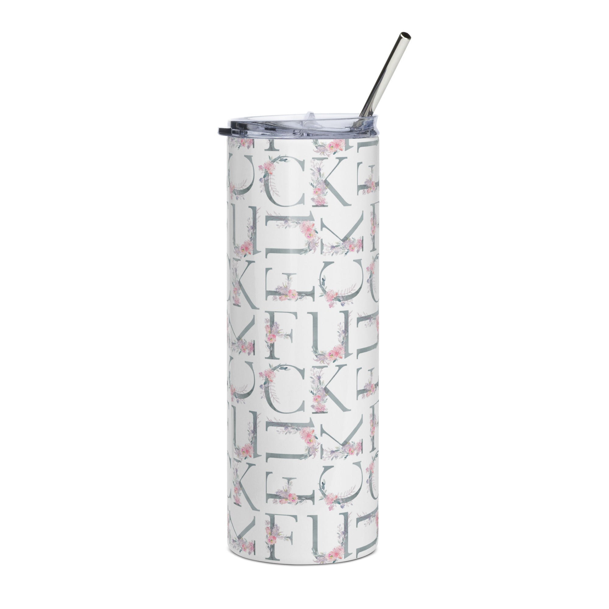 Fuck Floral Light Blue Tumbler