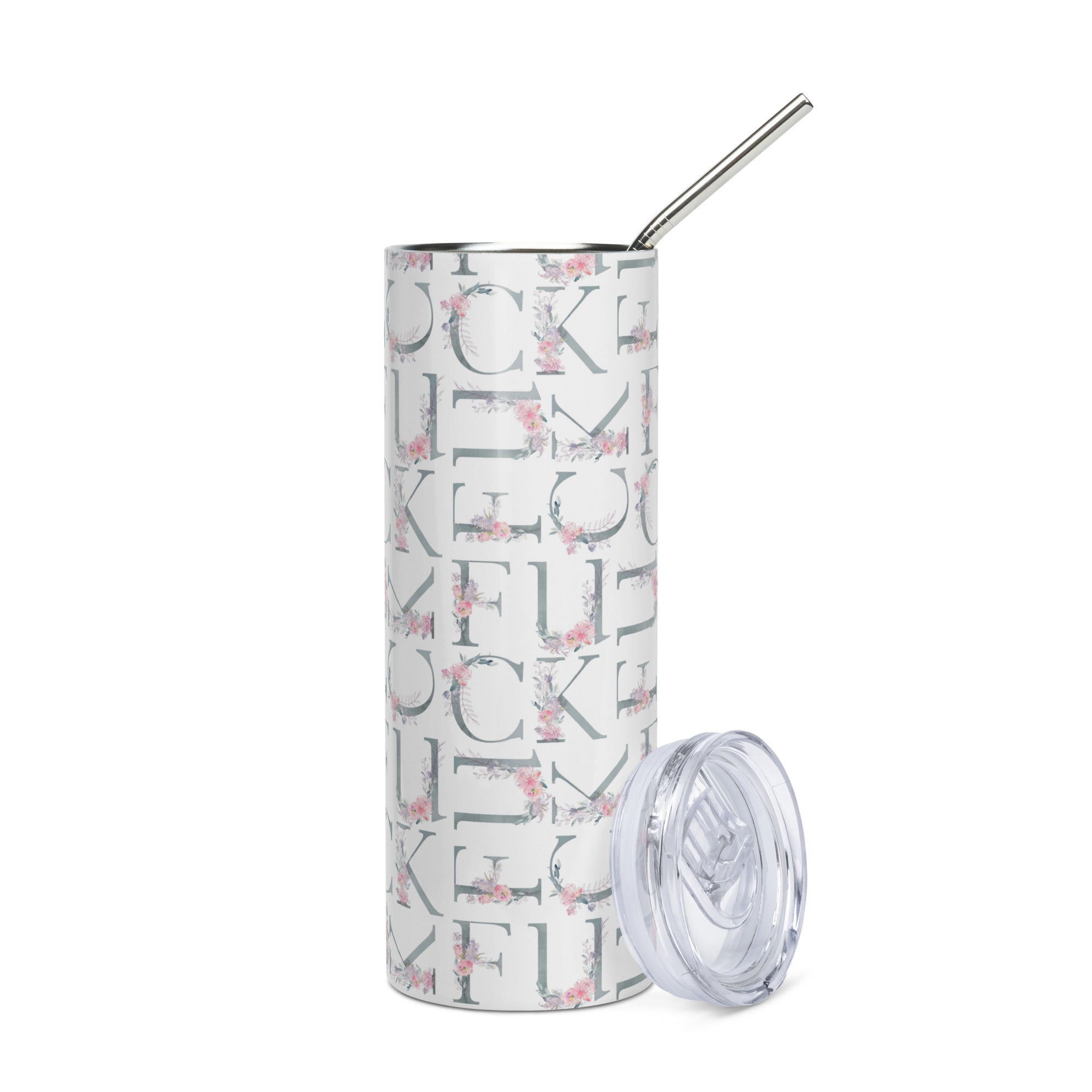 Fuck Floral Light Blue Tumbler