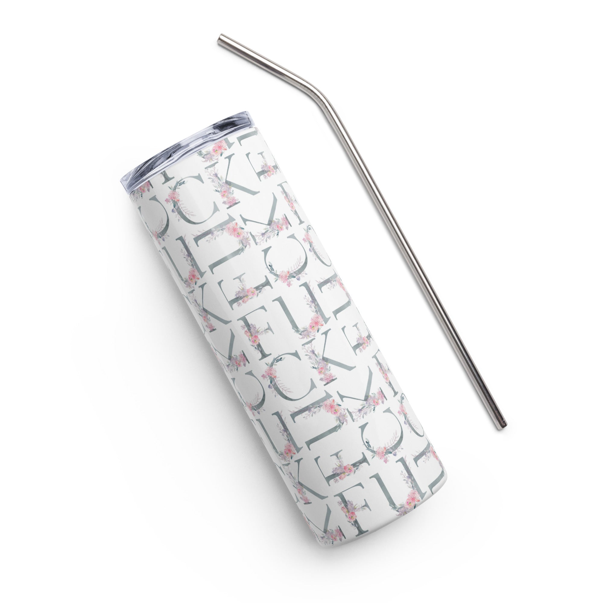 Fuck Floral Light Blue Tumbler