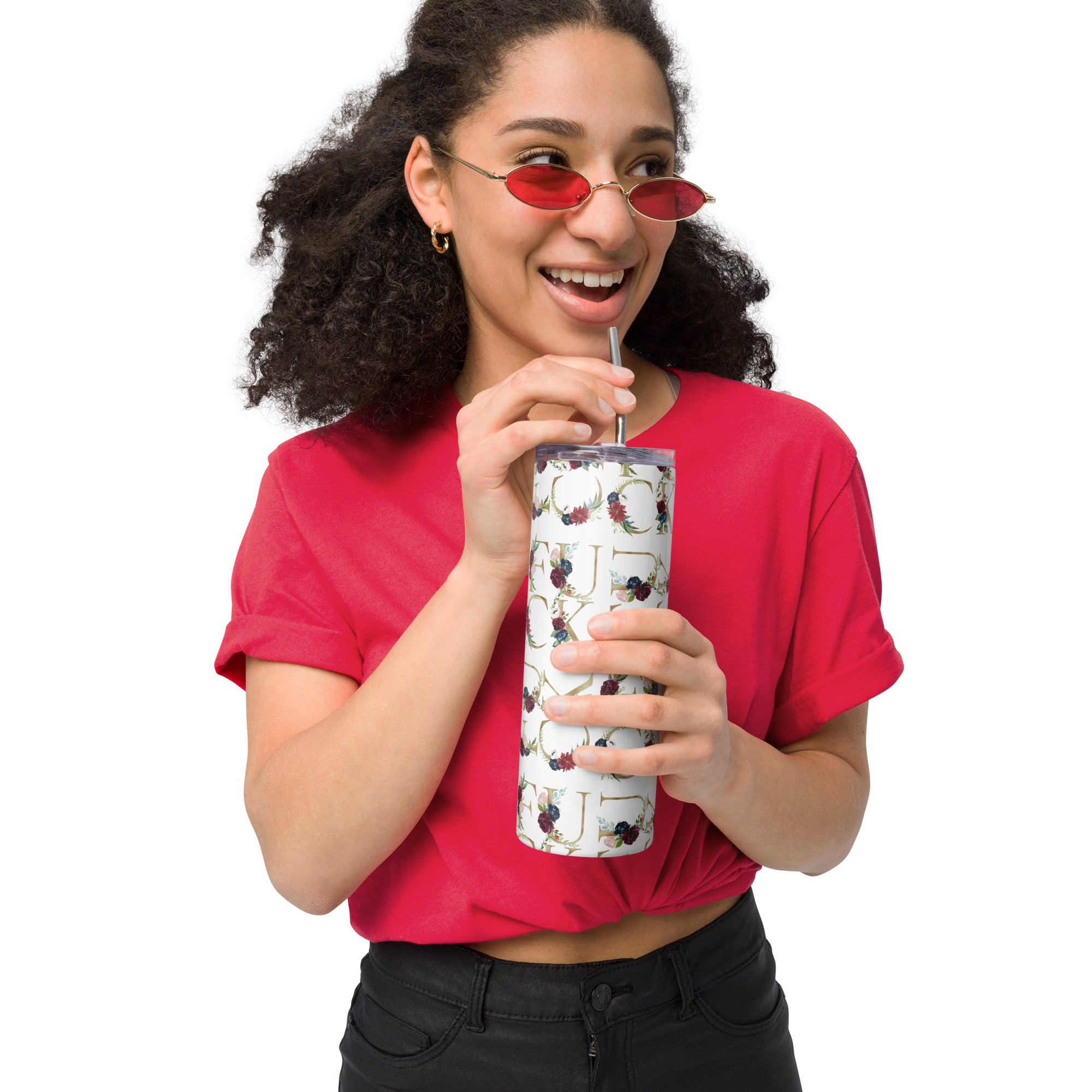 Fuck Floral Gold Tumbler