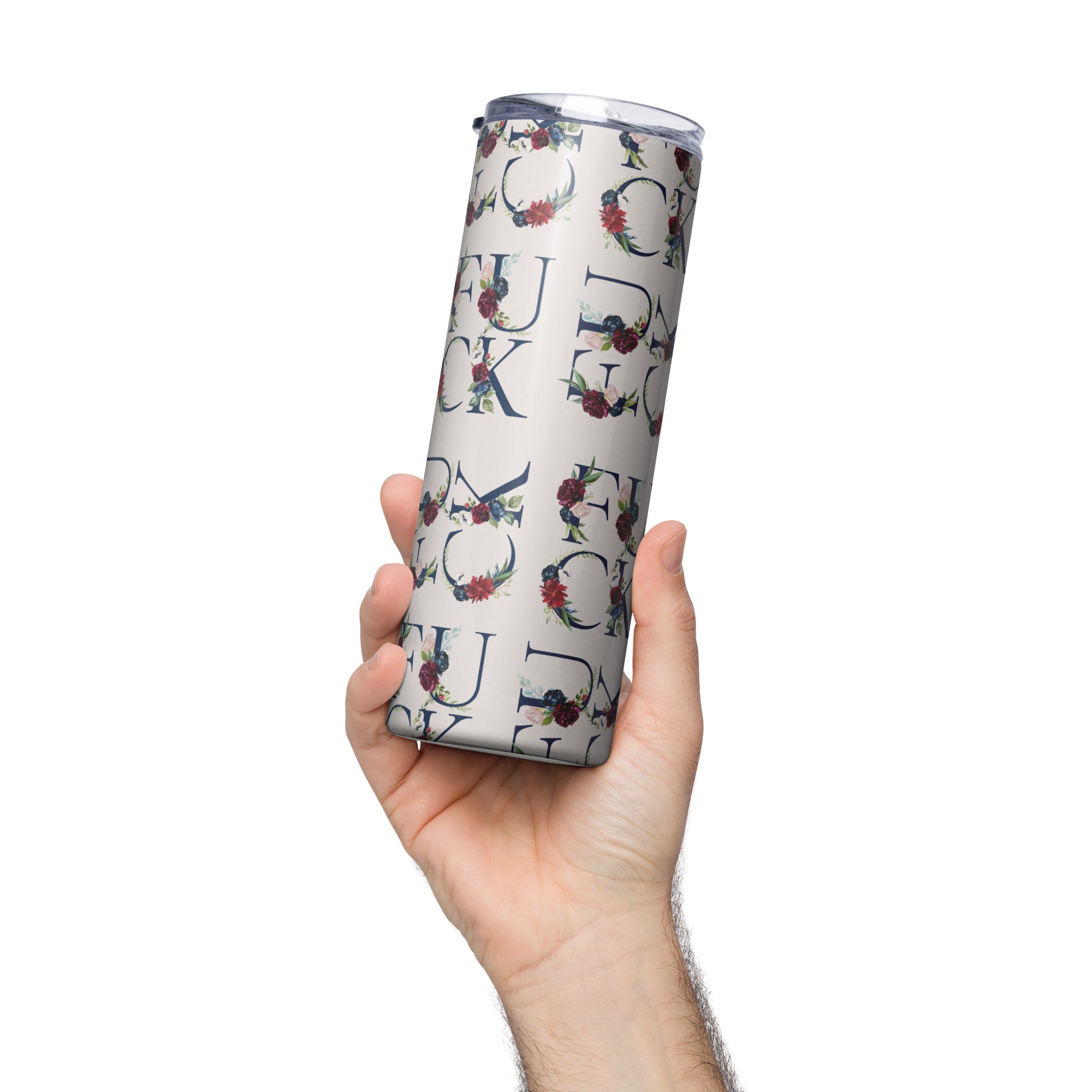 Fuck Floral Navy Blue Tumbler