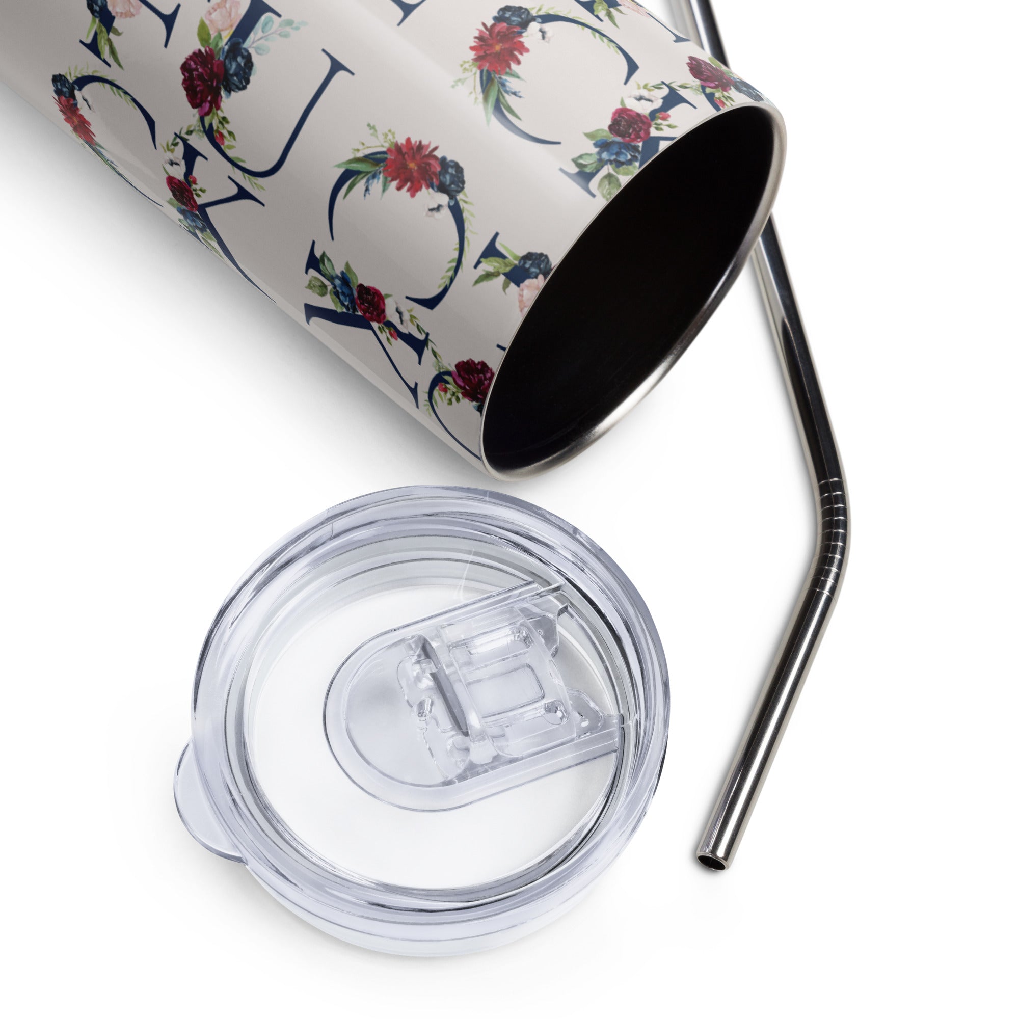 Fuck Floral Navy Blue Tumbler