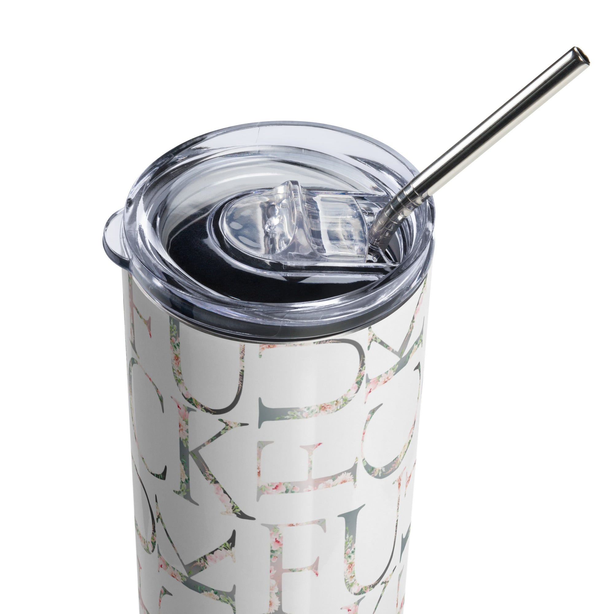 Fuck Floral Pink Grey Tumbler