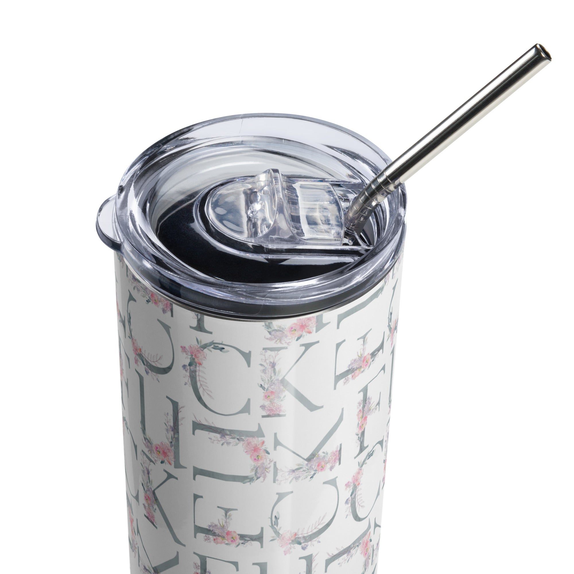 Fuck Floral Light Blue Tumbler