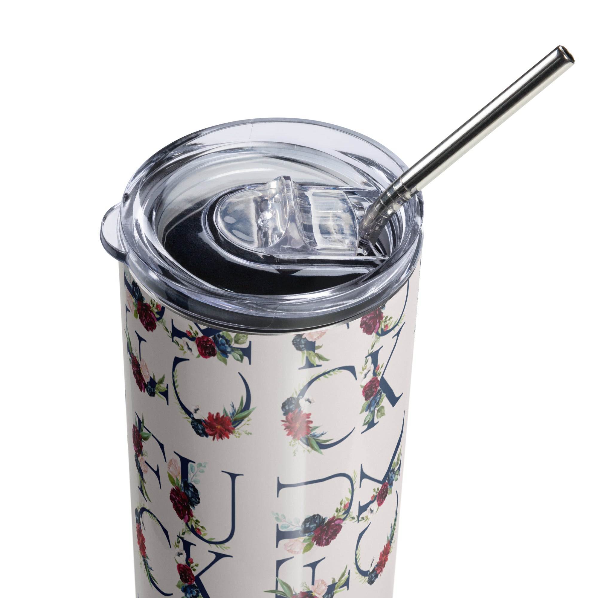Fuck Floral Navy Blue Tumbler
