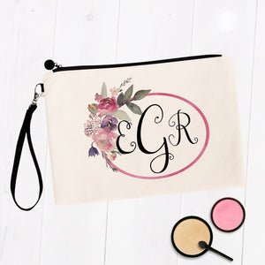 Soft Pink Frame Monogram Cosmetic Bag