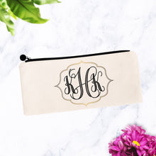 Load image into Gallery viewer, Modern Gold Frame Monogram Cosmetic Bag