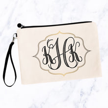 Load image into Gallery viewer, Modern Gold Frame Monogram Cosmetic Bag