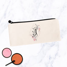 Load image into Gallery viewer, Soft Pink Floral Initial Cosmetic Bag