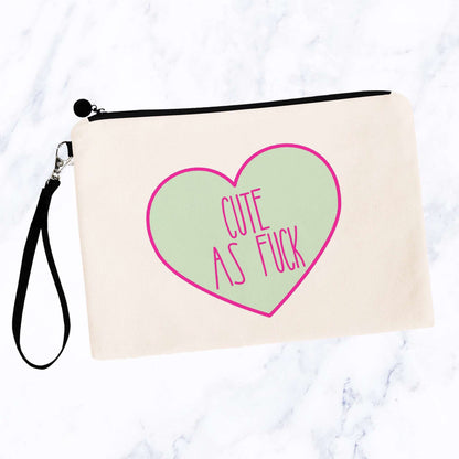 Cute as Fuck Candy Heart Cosmetic Bag