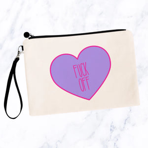 Fuck Off Candy Heart Cosmetic Bag