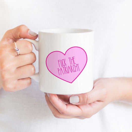 Fuck The Patriarchy Candy Heart Mug